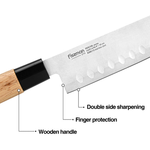 6-Piece Kitchen Knife Set with Wooden Block, Stainless Steel  Pascual Series Chef Knife, Slicing Knife, Bread Knife, Utility Knife, Paring Knife