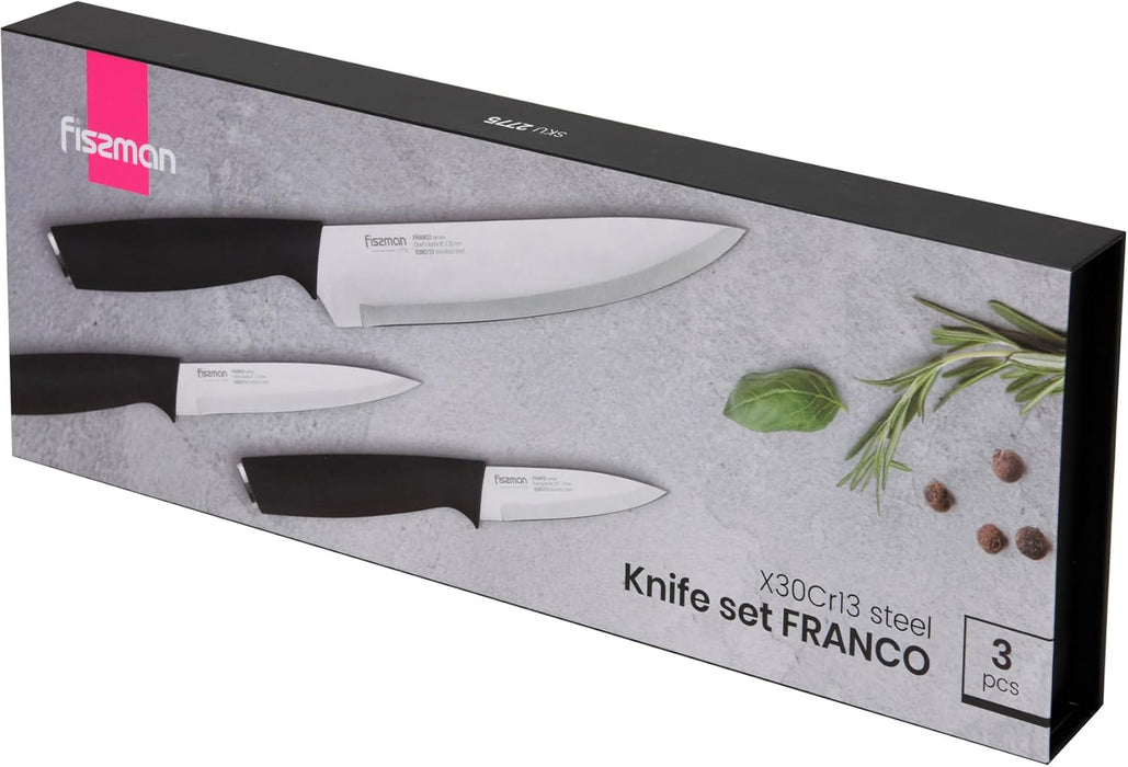 3-Piece Knife Set, Stainless Steel Franco Series 8'' Chef Knife, 5'' Utility Knife, 3.5'' Paring Knife