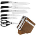 7-Piece Knife Set Diletto Series with Wooden Block with Chef Knife, Utility And Bread Knife 20cm, Santuko 18cm, Paring 9cm, And Scissor 22cm X50CrMoV15 Steel