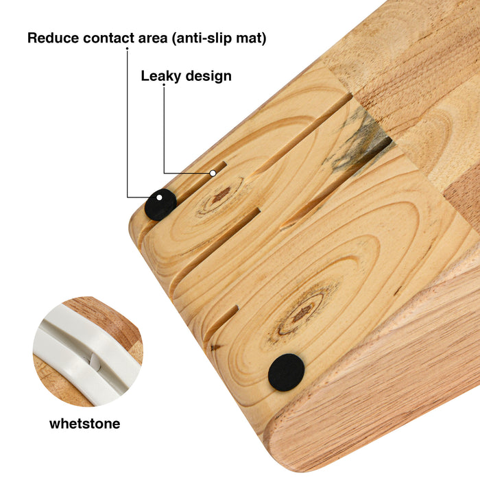 6-Piece Knife Set Tocco Series with Sharpener And Wooden Block with Chef Knife 20cm, Santuko 18cm, Utility 13cm, Paring 9cm And Fillet Knife 18cm X50CrMoV15 Steel