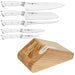 6-Piece Knife Set Tocco Series with Sharpener And Wooden Block with Chef Knife 20cm, Santuko 18cm, Utility 13cm, Paring 9cm And Fillet Knife 18cm X50CrMoV15 Steel