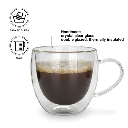 2-Piece Double Wall Mugs 300 ml (Borosilicate Glass)