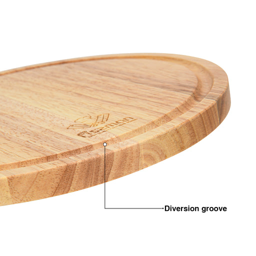 Round Cutting Board 25cm, Hevea Wood Chopping Board 1.5cm Thick | Wooden Cutting Board with Juice Groove