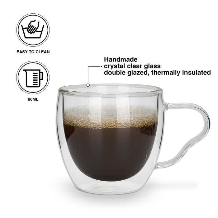 2-Piece Double Wall Cups 90ml (Borosilicate Glass)