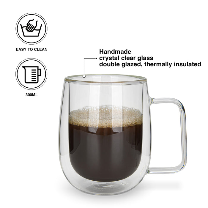 2-Piece Double Wall Mugs 300 ml (Borosilicate Glass)