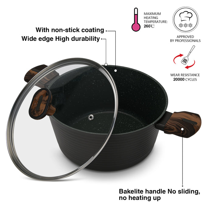 Stockpot Cuisine 20cm/2.6LTR With Glass Lid Aluminium With Non-Stick Coating