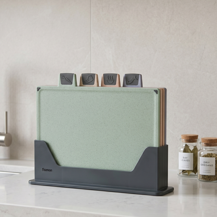 Fissman 4-Piece Cutting Board Set 30cm – Color-Coded with Unique Icons