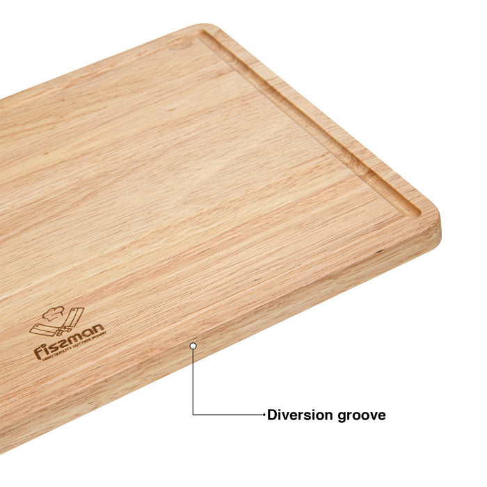 3-Piece Cutting Boards 35cm, 30cm, 25cm With Stand Rubber Wood