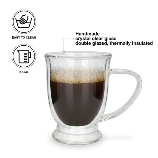 2-Piece Double Wall Mugs 270 ml (Borosilicate Glass)
