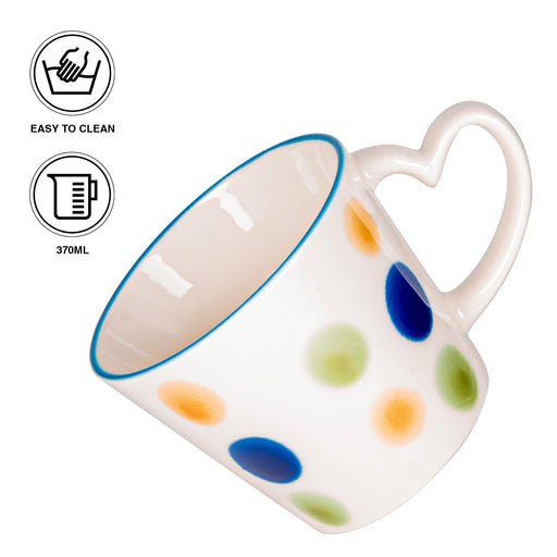 370ml Mug with Heart Handle Porcelain with Elegant And Minimalist Design