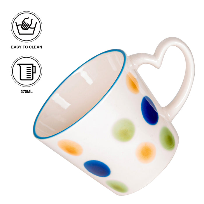 2-Piece Mug with Heart Handle Porcelain with Elegant And Minimalist Design 370ml