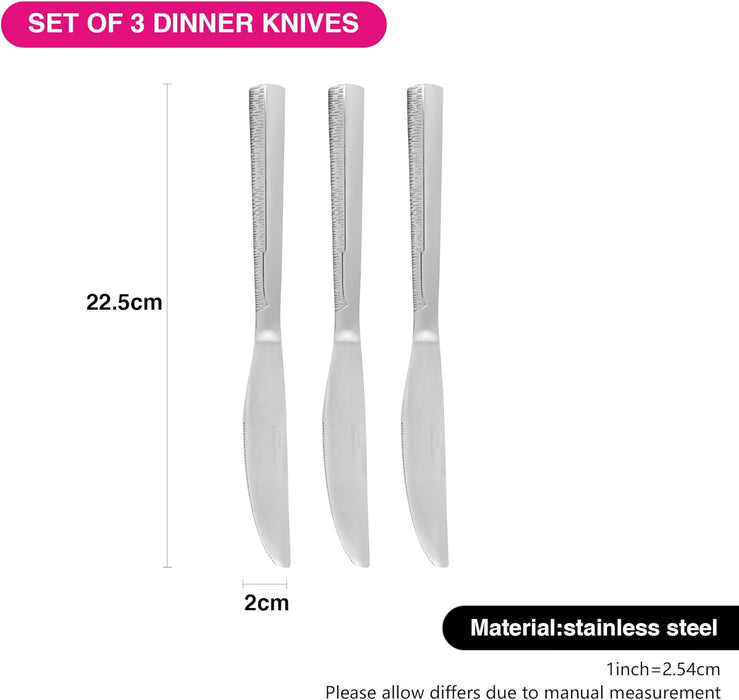 3-Piece Dinner Knife 22.5cm, Stainless Steel Cutlery Set Flor Series