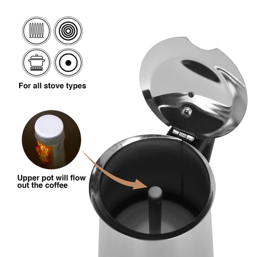 Moka Pot Coffee Maker 450mL, Espresso Maker Stovetop for 9-Cups