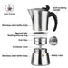 Stovetop Espresso maker for 6 cups / 360 ml (stainless steel) (Silver)