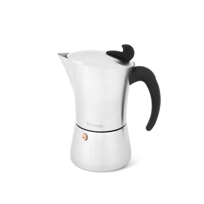 Stovetop Espresso maker for 6 cups / 360 ml (stainless steel) (Silver)