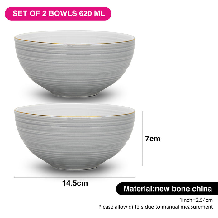 2-Piece Bowls Firmina Gray 14.5/620ml New Bone China