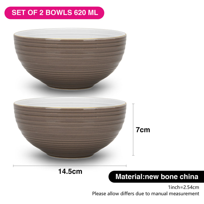 2-Piece Bowls Firmina Brown 14.5cm/620ml New Bone China