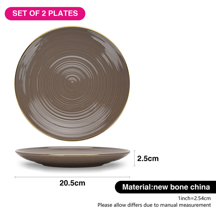 2-Piece Plates Firmina Brown 21cm New Bone China