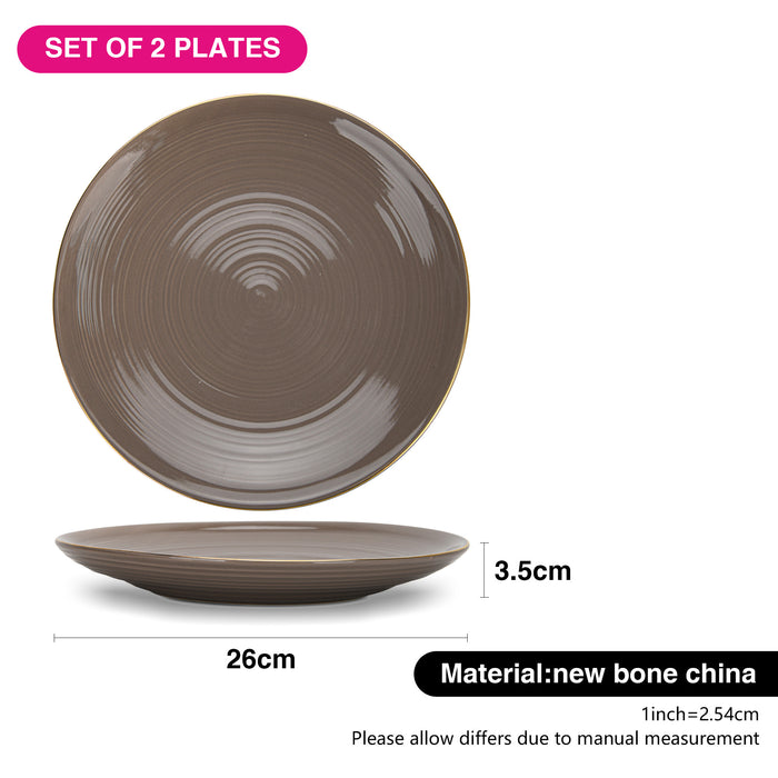 2-Piece Plates Firmina Brown 26cm New Bone China