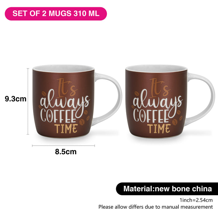 2-Piece Mugs 310ml It's Always Coffee New Bone China