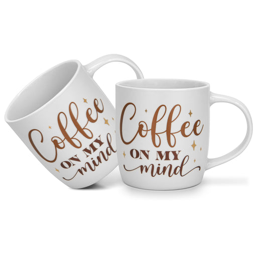 2-Piece Mugs 310ml Coffee On My Mind New Bone China