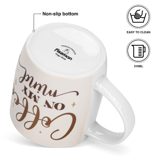 2-Piece Mugs 310ml Coffee On My Mind New Bone China