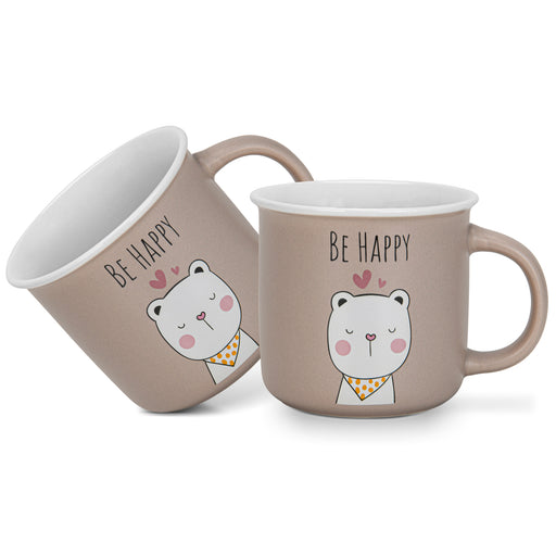 2-Piece Mugs 380ml Be Happy New Bone China