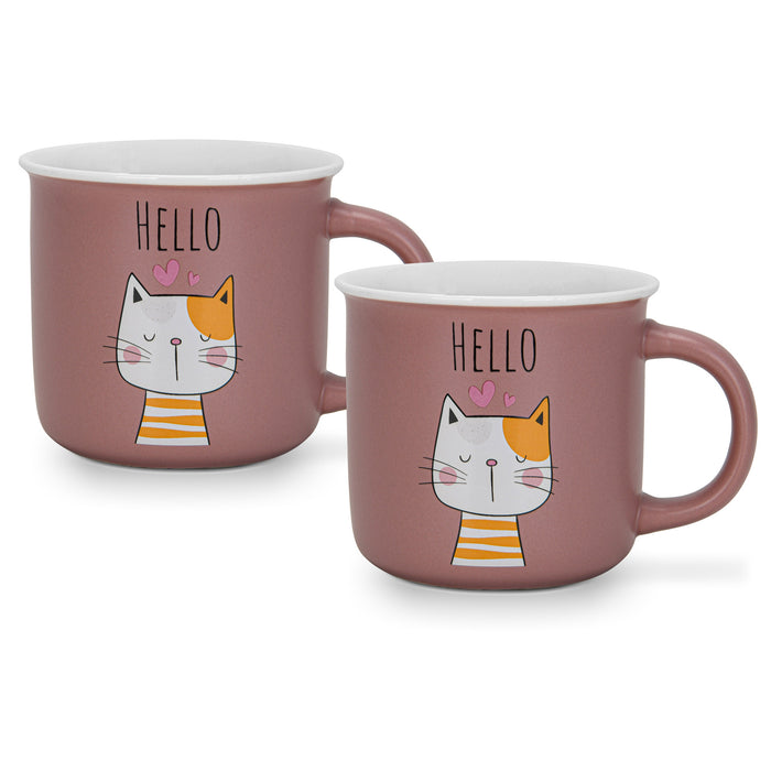 2-Piece Mugs 380ml Hello New Bone China