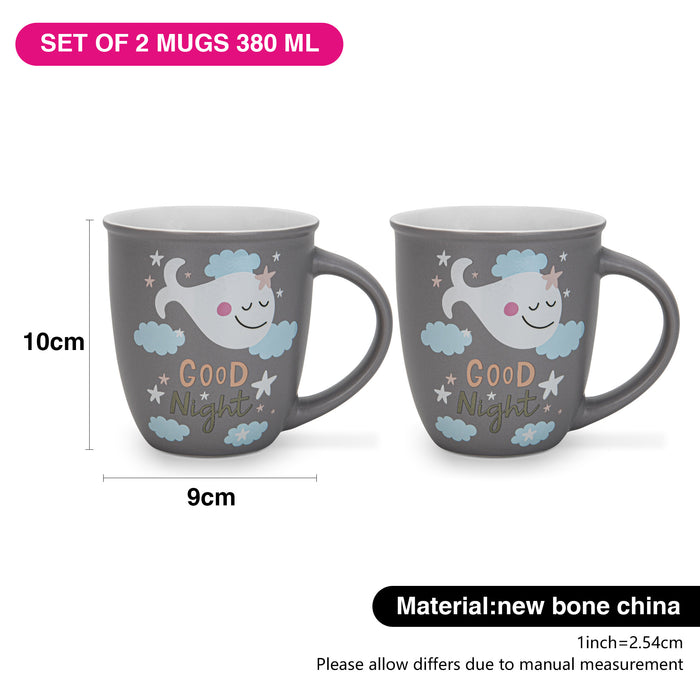 2-Piece Mugs 380ml Good Night New Bone China