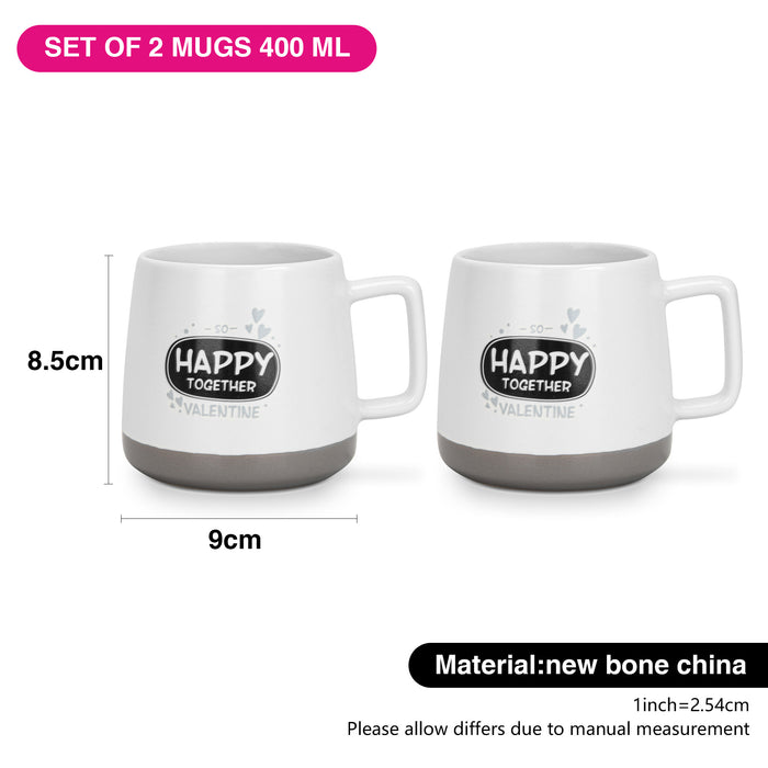 2-Piece Mugs 400ml Happy Together New Bone China