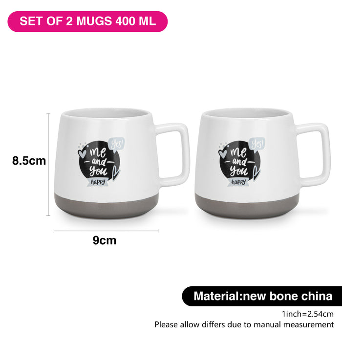 2-Piece Mugs 400ml Me And You Happy New Bone China