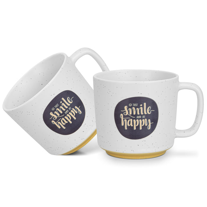 2-Piece Mugs 490ml Smile Happy New Bone China