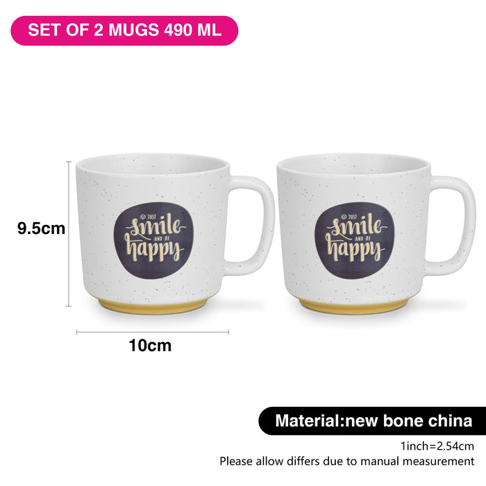 2-Piece Mugs 490ml Smile Happy New Bone China