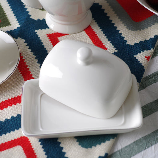 Butter Dish Milky White Porcelain Aleksa Series