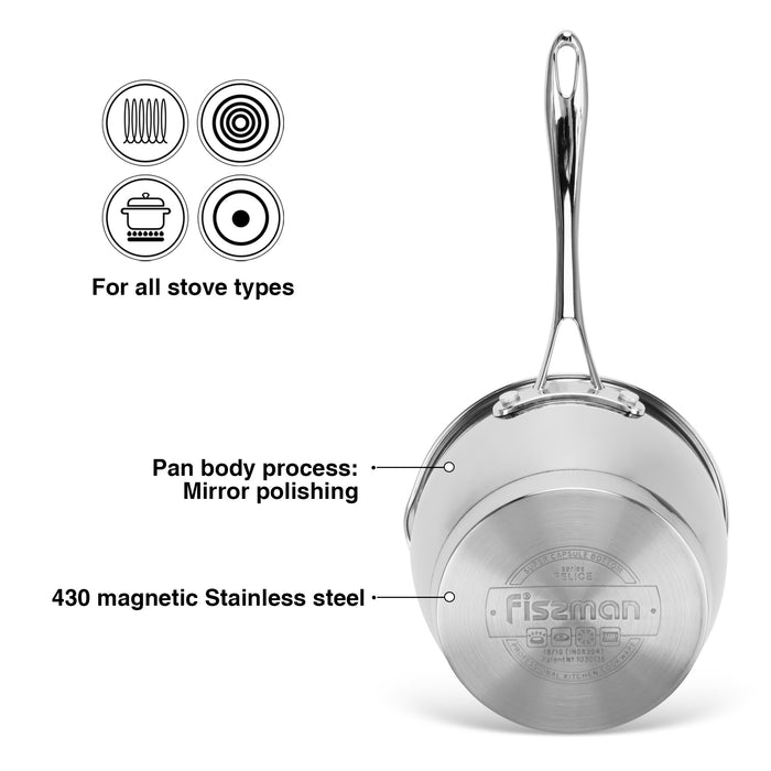 Saucepan Felice 12cm/0.6LTR Without Lid Stainless Steel
