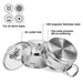 Cooking Pot 1.1L w/Steamer, Stainless Steel Stockpot with Glass Lid 14x7.0cm Mini Cook Series