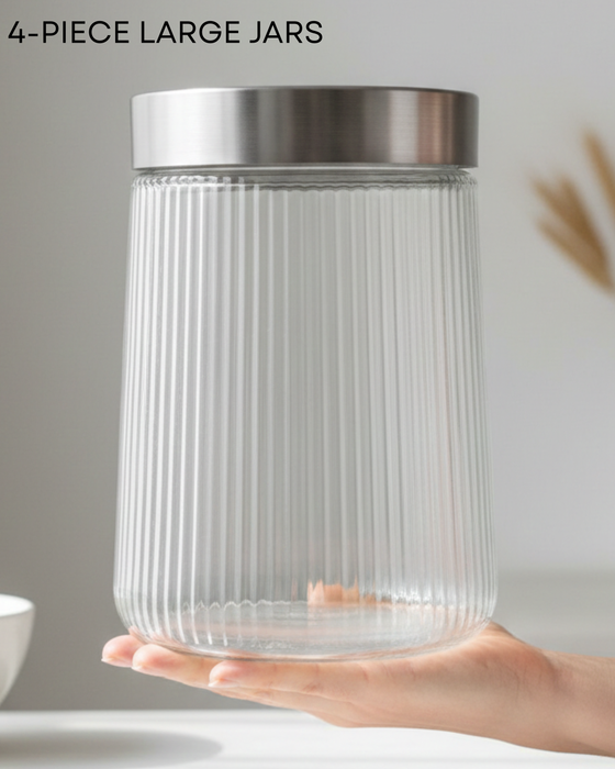 4-Piece Food Storage Large Jars 1300ml (Glass)