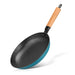 Frying Pan 24cm SEAGREEN with Wooden Handle Enameled Lightweight Cast Iron