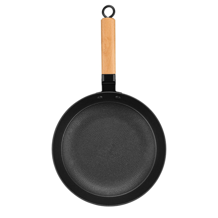 Frying Pan 24cm SEAGREEN with Wooden Handle Enameled Lightweight Cast Iron