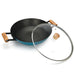 Wok SEAGREEN 32x9.2cm/5L with Glass Lid Enamelled Lightweight Cast Iron with Non-Stick Coating