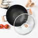 Wok SEAGREEN 32x9.2cm/5L with Glass Lid Enamelled Lightweight Cast Iron with Non-Stick Coating