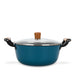 Enamelled Non-Stick Cast Iron Stockpot 28x12cm/6LTR With Glass Lid SEAGREEN