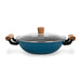 Wok Seagreen 28cm/4LTR with Glass Lid Enamelled Lightweight Cast Iron