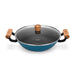 Wok Seagreen 28cm/4LTR with Glass Lid Enamelled Lightweight Cast Iron