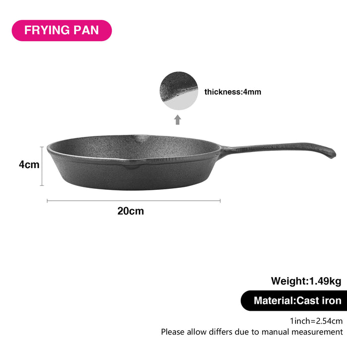 Cast Iron Frying Fan 20cm - Natural Non Stick Coating