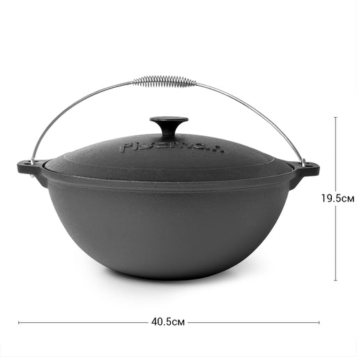 Dutch Oven Cast Iron Cauldron 8.0L with Handle and Lid, Non-Stick Cast Iron Cauldron