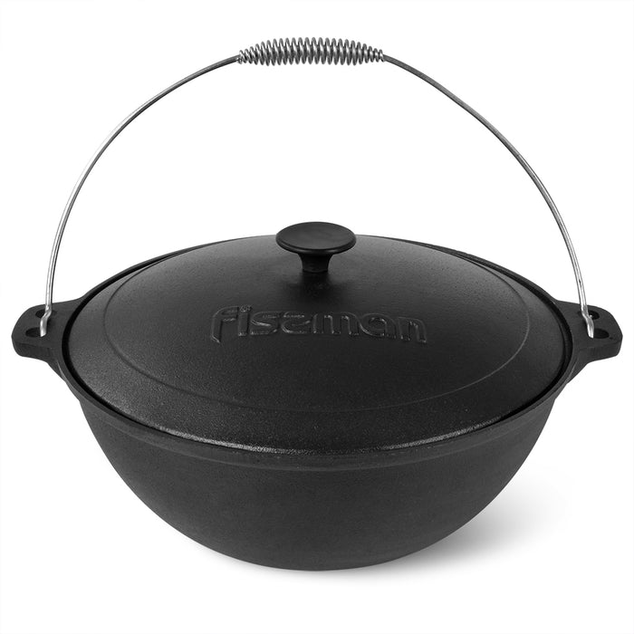 Dutch Oven Cast Iron Cauldron 8.0L with Handle and Lid, Non-Stick Cast Iron Cauldron