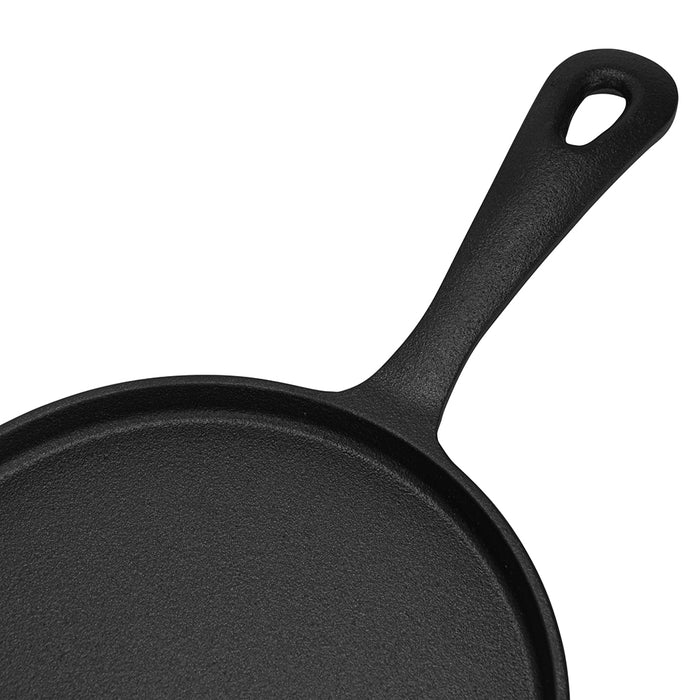 Crepe Pan 22cm, Cast Iron Crepe Pan 1.5cm Deep with Induction Bottom for all Stovetops