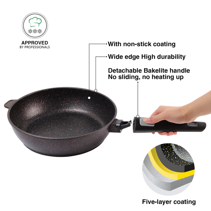 Deep Frying Pan With Detachable Handle Rebusto Series 28x7.4cm