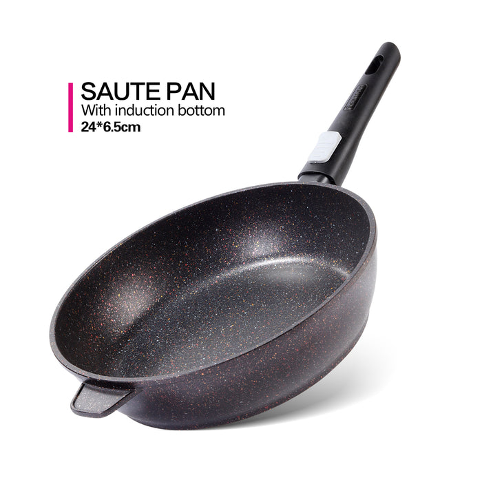 Deep Frying Pan with Detachable Handle 24x6.5cm REBUSTO with Non Stick Coating And Induction Bottom